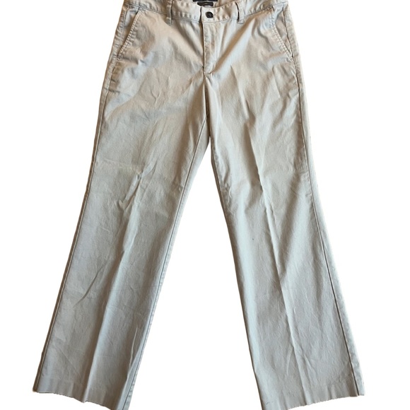Liz Claiborne Audra Khaki Pants – Size 10, Wide Leg, Beige Cotton, Hemmed - Picture 1 of 11